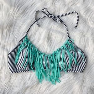 Brand New Striped & Fringe Bathing Suit Top